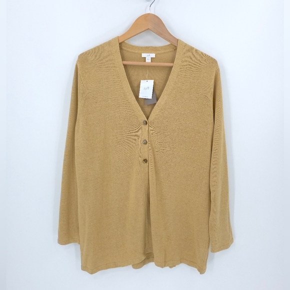 J.jill Linen 3-Button Knit Cardigan Longline V-Neck Lightweight Lagenlook - Picture 1 of 15